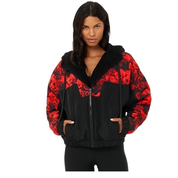 Alo yoga ROSES FREERIDER JACKET cherry and black color Small - Picture 14 of 14